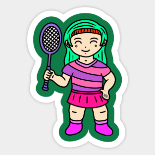 Cute girl badminton player Sticker
